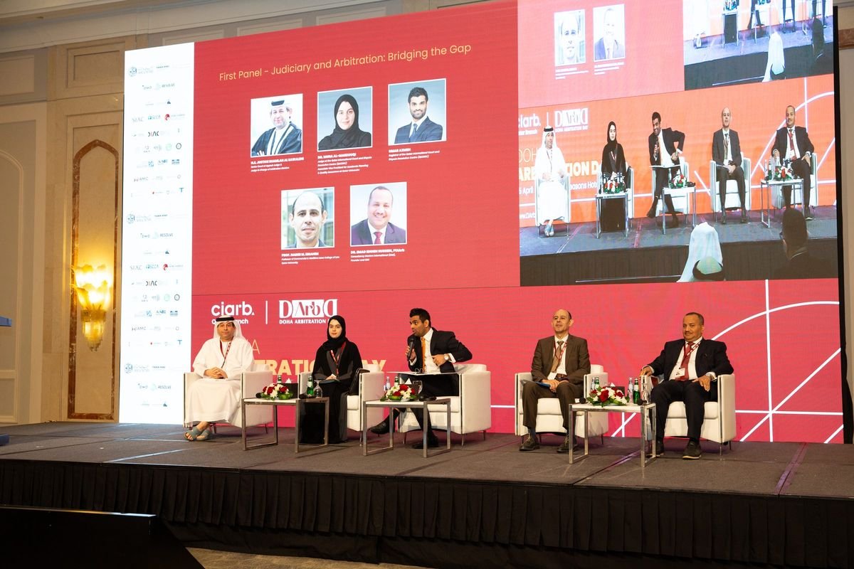 Panel session on the main stage at the 1st Doha Arbitration Day